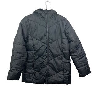 Swiss Tech Puffer Hooded Coat Jacket Faux Fur Lined Black Girl's Size XXL 18*
